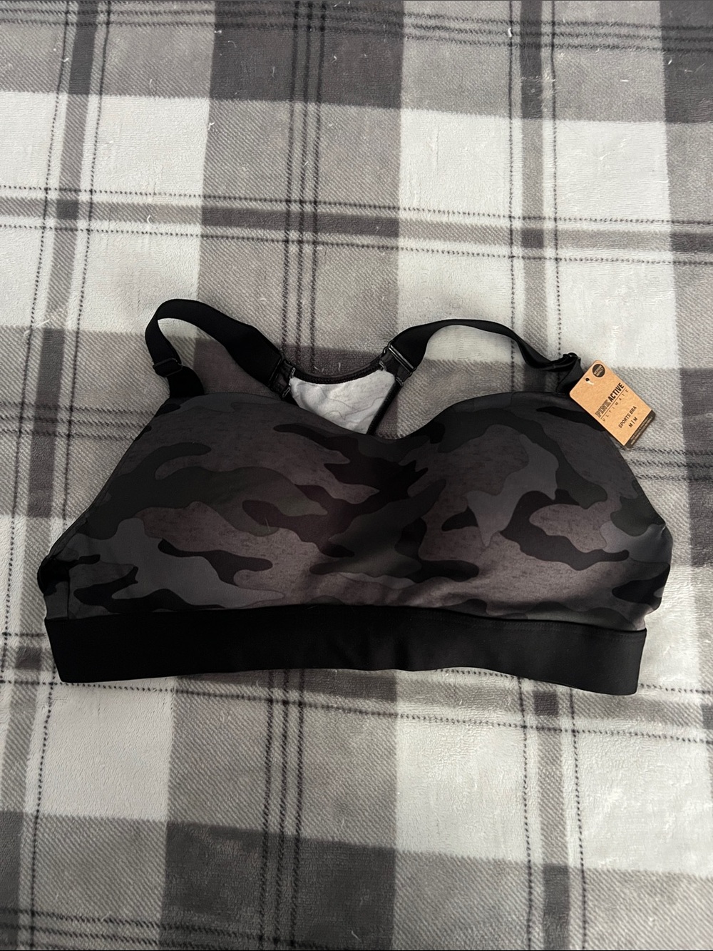 PINK Victoria's Secret Black Camo Wireless Padded Sports Bra
